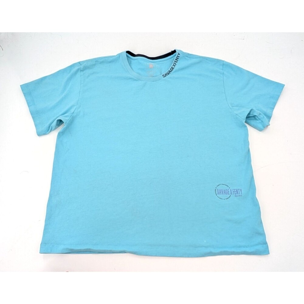 Savage X Fenty By Rihanna Blue Heavy Jersey Logo Short Sleeve T-Shirt Size L